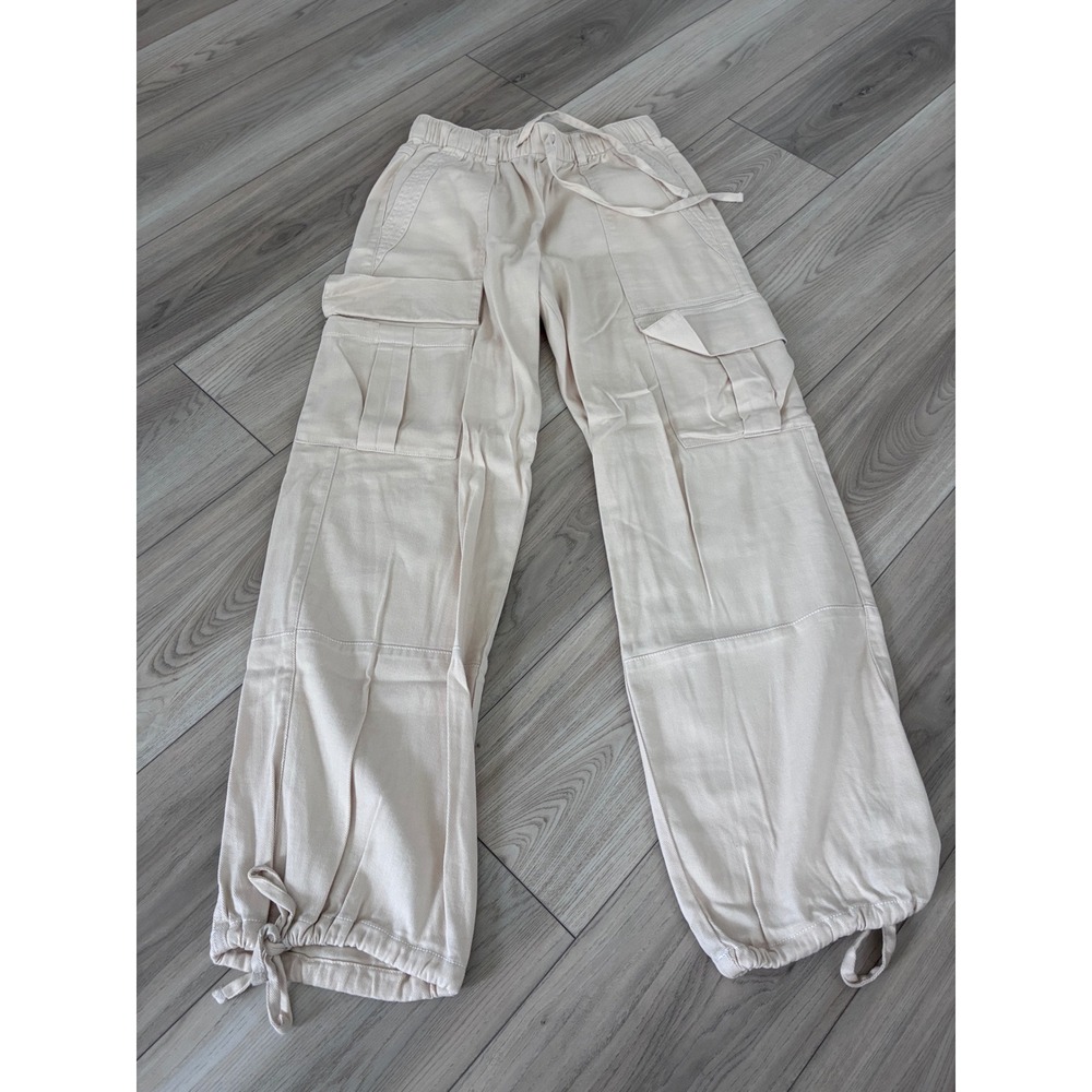 Habitual Womens Beige Cargo Pants Elastic Waist Cinch Ankle Utility XS
